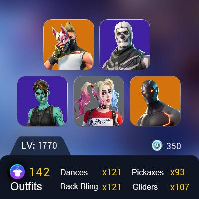 OG GHOUL TROOPER + OG SKULL TROOPER + BLUE SQUIRE + ROYAL KNIGHT + THE REAPER + BLUE TEAM LEADER + KRATOS + (142 SKINS COUNT) | NSD67