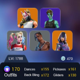 170 skins | Glow | Travis Scott | Astro Jack | Rogue Agent | Breakpoint | Astroworld | Cactus Jack | Ol' Woody | Diamond Jack | Candy Axe |