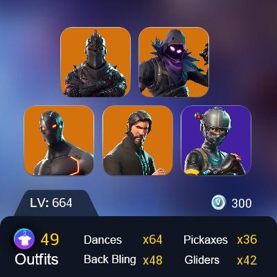 Account fortnite 51 skins Avec chevalier noir