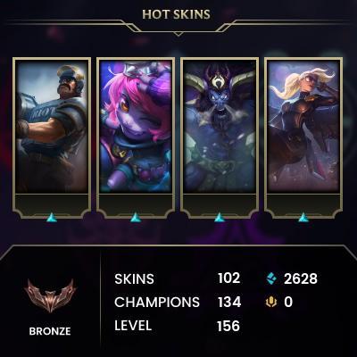 League of Legends Account with +100 Skins (cracked account but impossible to lose access)