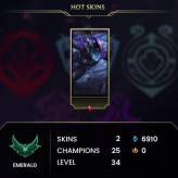 EMERALD 3 /17W 12L/+38 LP GAIN/2 SKIN/7K B.E/UNVERIFED EMAIL/LIFE TIME WARRANTY/