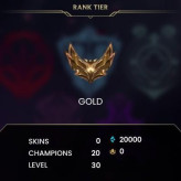 EUW / S13 SPLIT2 GOLD IV / 20.000+ BE / OLD ACC / PLATINUM MMR / 20 CHAMPIONS  / HONOR 2.0 / 5 MIN. 24/7 DELIVERY #UIG1O/51K30