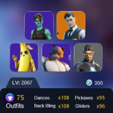 |75 skins : Merry Mint Axe / Gold Midas / Gold Brutus / Prodigy / Eternal Knight / Luxe / Rox / Fusion / Ruin / Sentinel / Hybrid / [PC/XBOX]