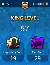 #RU329 / KT15 LVL57 /Cards: +9 Elite / +96 LvL 14 /+2 Evolved /+1 Million GOLD /+142 Emotes /+9 Tower Skin /+9000 highest / IOS & ANDROID