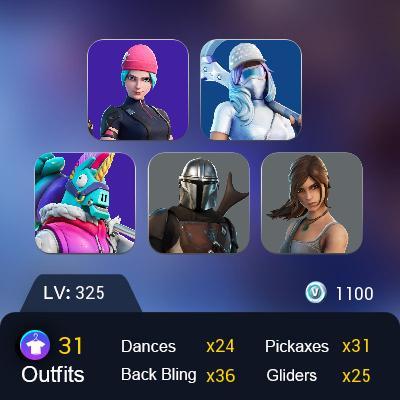 fortnite wildcat account with 32skins and 1100vbucks