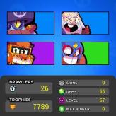 BRAWLERS 26 - 1 LEGENDS - 9 PELLI - 7786 TROPHIES - 57 LVL - ACCESSO COMPLETO
