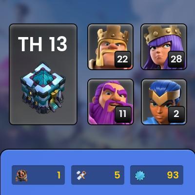 TH13/LVL93/HERO 22-28-11-2/WALL LVL 10-11/442 GEMS №2580
