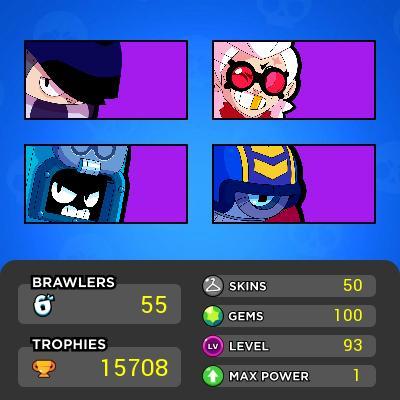 Brawl Stars Full Access |  15 703 Trophies | 55 Brawler + 3 Legendary | Level 95 | 