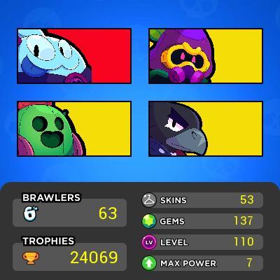 53 Skins / 2300 / 63 Brawlers / 7 Legendary / Full Access / Immediate Delivery