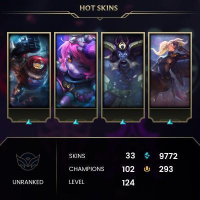 EUW / 102 champs / 33 skins / No email