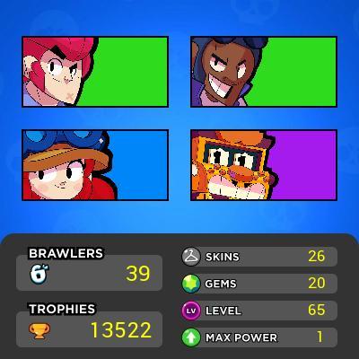 LvL65 |  39 BRAWLER |  13293 TROPHY | 1 MAX BRAWL | A Lot Of Skins | B59