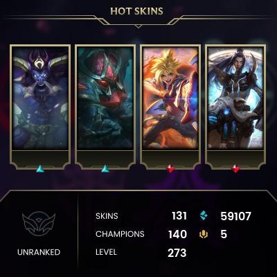 EUW / 140 champs / 131 skins / Last Game Date - 27/12/2023 / Not Full Access