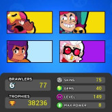 Brawl stars/37k cup/75 skin/77 Brawlers/40 gem/R2/Breaking bad