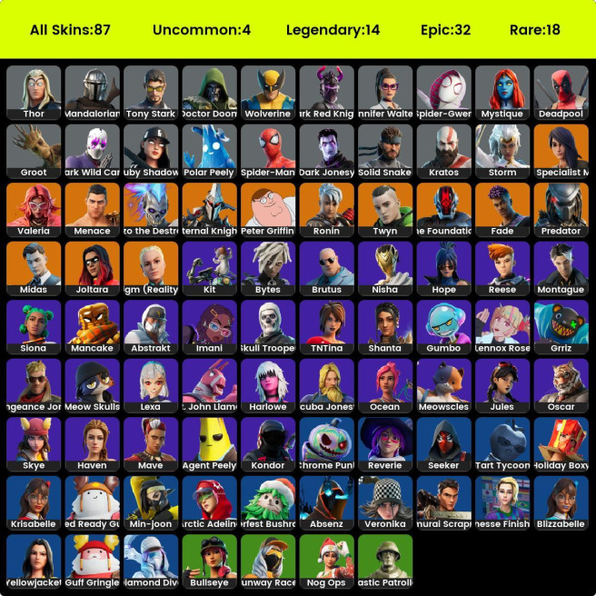 PSN/PC/XBOX 87 skins | Kratos | Gold Midas | Gold Brutus | Eternal Knight |Deadpool