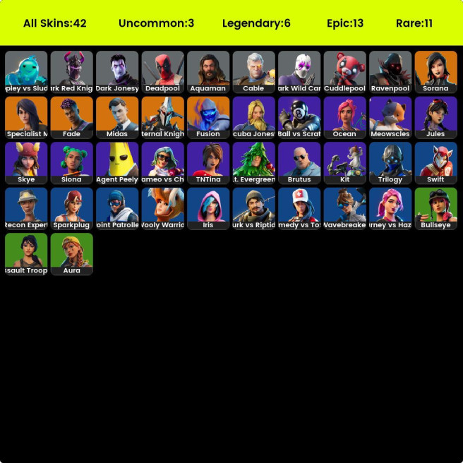 PC/XBOX 42 skins | Gold Brutus | Gold Midas | Gold Meovskles | Trilogies | Point Patroller |