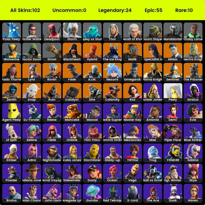 [PC/XBOX] 102 skins | Blue Team Leader | Blue Striker | Snap | Sentinel | Kado Thorne | Ruin | Dire | Midas | Nezumi | Gear Specialist Maya 