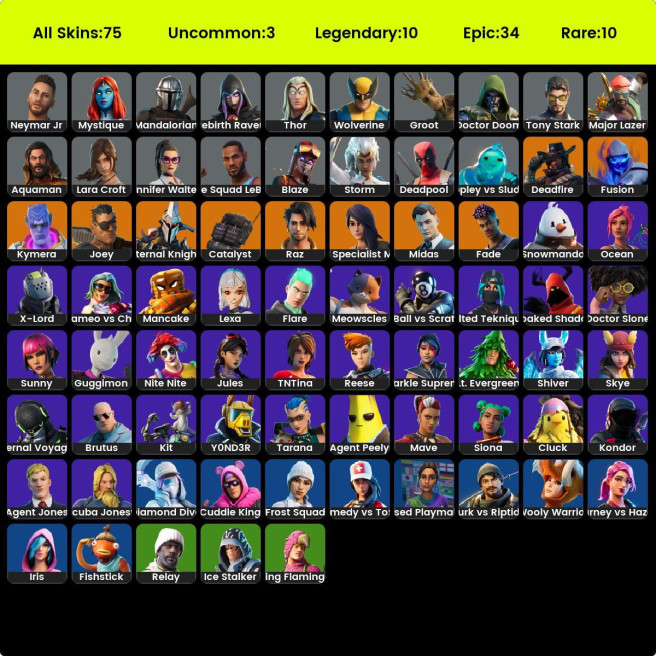 FA - [PSN/XBOX/SWITCH/PC] - 75 skins | Gold Brutus | Gold Midas | Fade | Gear Specialist Maya | Joey | Deadfire | Raz | Catalyst [ULTRA SAFE]
