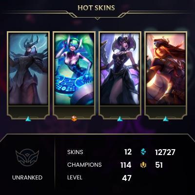 EMAIL CHANGEABLE - EUNE - 114 CHAMPIONS - 12 Skins - 12727 BE - HAND LEVELED - INACTIVE - SAFE 100% - WARRANTY - ULTRA RARE SKINS