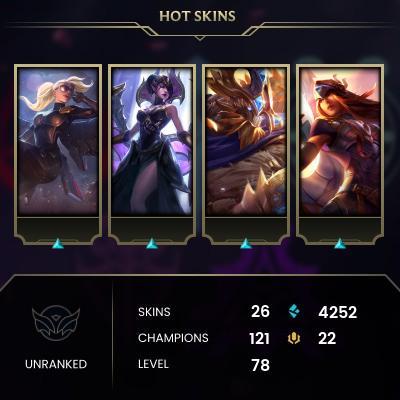 EMAIL CHANGEABLE - EUNE - 121 CHAMPIONS - 26 Skins - 4252 BE - HAND LEVELED - INACTIVE - SAFE 100% - WARRANTY - ULTRA RARE SKINS