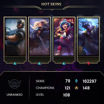 EMAIL CHANGEABLE - EUNE - 121 CHAMPIONS - 79 Skins - 162297 BE - HAND LEVELED - INACTIVE - SAFE 100% - WARRANTY - ULTRA RARE SKINS