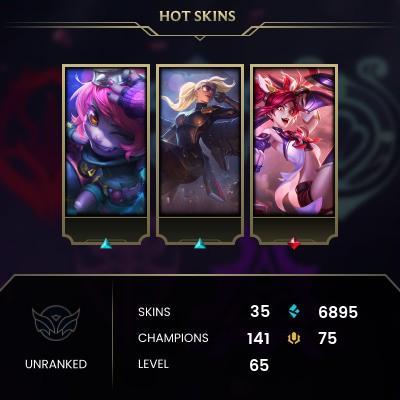 EMAIL CHANGEABLE - EUNE - 141 CHAMPIONS - 35 Skins - 6895 BE - HAND LEVELED - INACTIVE - SAFE 100% - WARRANTY - ULTRA RARE SKINS