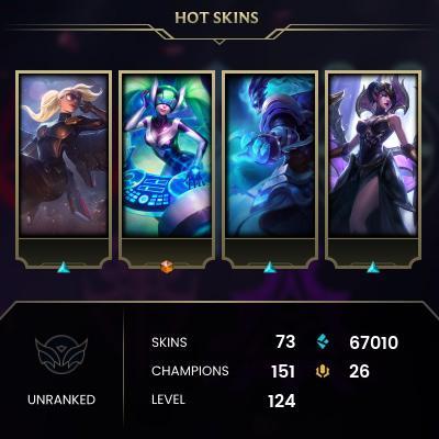 EMAIL CHANGEABLE - EUNE - 151 CHAMPIONS - 73 Skins - 67010 BE - HAND LEVELED - INACTIVE - SAFE 100% - WARRANTY - ULTRA RARE SKINS