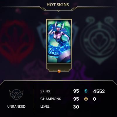 EMAIL CHANGEABLE - EUW - 95 CHAMPIONS - 95 Skins - 4552 BE - HAND LEVELED - INACTIVE - SAFE 100% - WARRANTY - ULTRA RARE SKINS