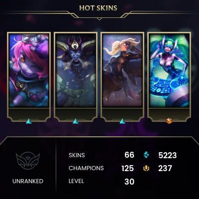 EMAIL CHANGEABLE - EUW - 125 CHAMPIONS - 66 Skins - 5223 BE - HAND LEVELED - INACTIVE - SAFE 100% - WARRANTY - ULTRA RARE SKINS
