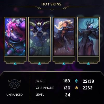 EMAIL CHANGEABLE - EUW - 136 CHAMPIONS - 168 Skins - 22139 BE - HAND LEVELED - INACTIVE - SAFE 100% - WARRANTY - ULTRA RARE SKINS