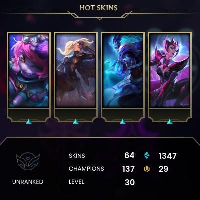 EMAIL CHANGEABLE - EUW - 137 CHAMPIONS - 64 Skins - 1347 BE - HAND LEVELED - INACTIVE - SAFE 100% - WARRANTY - ULTRA RARE SKINS