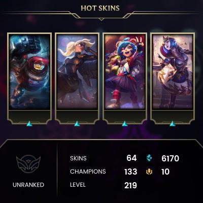 EMAIL CHANGEABLE - EUNE - 133 CHAMPIONS - 64 Skins - 6170 BE - HAND LEVELED - INACTIVE - SAFE 100% - WARRANTY - ULTRA RARE SKINS