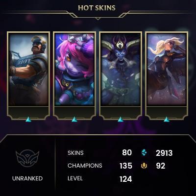 EMAIL CHANGEABLE - EUNE - 135 CHAMPIONS - 80 Skins - 4353 BE - HAND LEVELED - INACTIVE - SAFE 100% - WARRANTY - ULTRA RARE SKINS