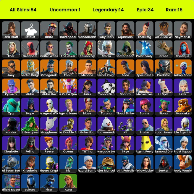 [PC/XBOX] 81 skins | Gold Midas | Gold Brutus | Fixer | Subzero Cryptic | Cloud Striker | Sultura | Point Patroller | Menace | 1060 VB