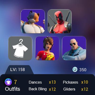 [PC/PSN/XBOX] 6 skins | Gear Specialist Maya | Deadpool | Meowscles | Brutus | TNTina | Agent Peely | Arroyo Pack | Kabag! | Banana Briefcase