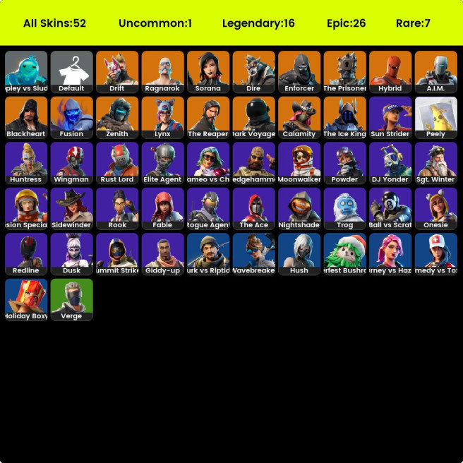 [PC/PSN/XBOX] 51 skins | The Reaper | Elite Agent | Take The L | Rogue Agent | Enforcer | The Prisoner | The Ice King | Calamity | Dark Voyager