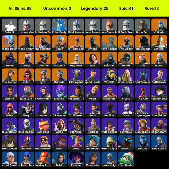[PC/XBOX] 87 skins | OG STW | Black Knight | Sparkle Specialist | The Reaper | Blue Squire | Royale Knight  Elite Agent |Blue Team Leader| Mako 