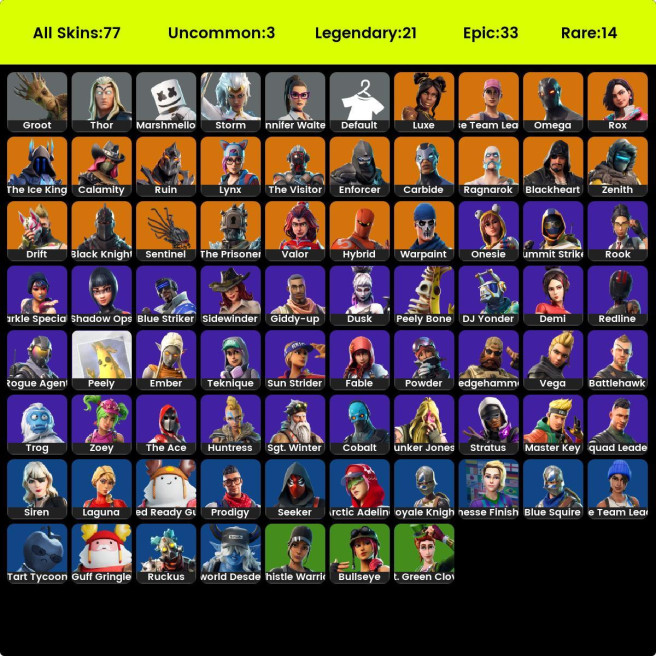 PC/PSN/XBOX 76 skins | OG STW | Black Knight | Sparkle Specialist | Blue Squire | Royale Knight | Blue Team Leader | Prodigy | 