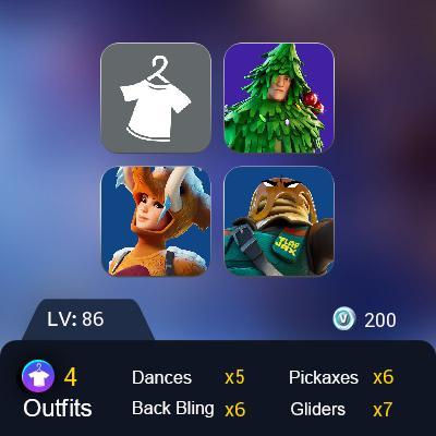 [PC] 3 skins | Lt. Evergreen | Major Mancake | Wooly Warrior | The Sith | Re-gifter | Waffler | 2020 Kickflip | Basecamp Bag |  200 VB