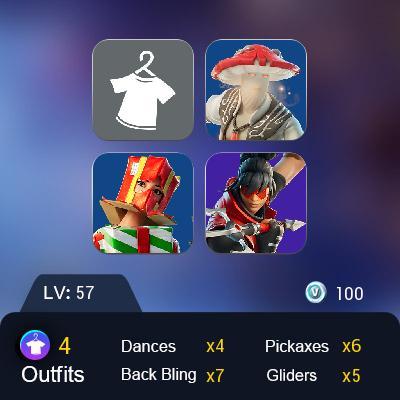 [PC] 3 skins | Tatsuo | Holiday Boxy | Redcap | Spectra Protector | Prized Llama | Portable Portobello | Tatsuo's Gearbag | Peely Whip |  100 VB