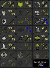 max pure  75 at 99 str 1 def 99 ran 59 pry 99 ma 95 hp  fire cape mith gloves imbued items & cape pool 2m+ nmz pts
