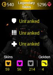 ZARYA ALIEN Skin + Free Choose 1 GW + 3 GW + 214 Skins + 5296 CP + GENJI SENTAL + ANA TAL + WIDOWMAKER TRICOLORE + TRACER ROSE + REINHARDT GUAN YU