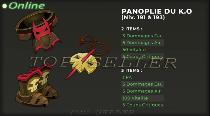 Panoplie du K.O bon jet + bonus - livraison 5 minutes