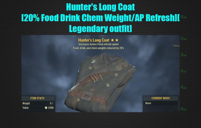 Hunter's Long Coat [20% Food Drink Chem Weight/AP Refresh][Legendary outfit]