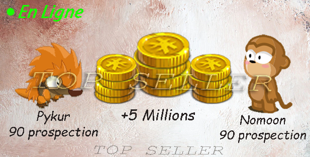 Allisteria : Pykur 90 prospection + Nomoon 90 prospection + 5.000.000 kamas - Top bonus - Fast delivery