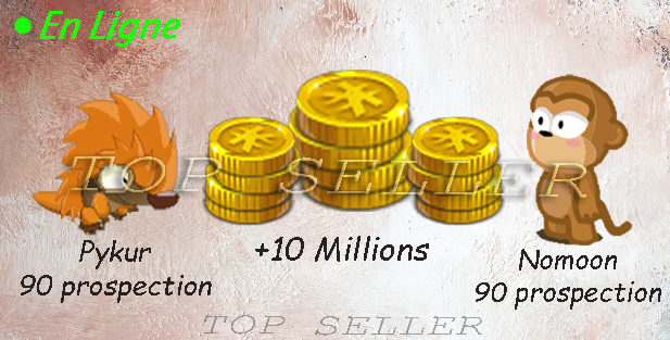 Allisteria : pykur 90 prospection + Nomoon 90 prospection + 10.000.000 kamas - Fast Delivery