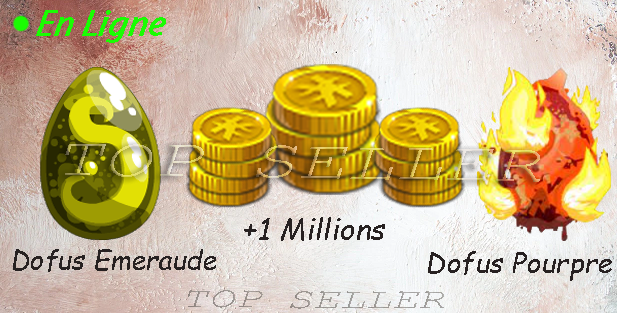 Allisteria : Dofus pourpre 50% + Dofus Emeraude 100 vitalité + 1.000.000 kamas + bonus - livraison 5 minutes