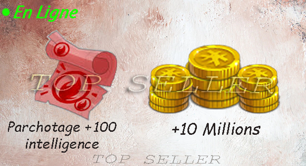 parchotage + 100 intelligence + 10.000.000 kamas + bonus - livraison 5 minutes