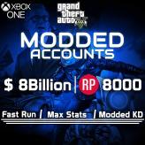 Xbox One GTA V ONLINE MODDED ACCOUNT WITH 50 MILLION [ CASH + CARS ] & RP  RANK 50