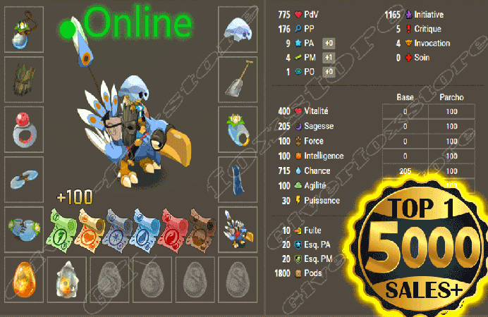  HellMina>[ Stuff Niveau 65 , +710 Chance ] + Kit Parchotage Complet