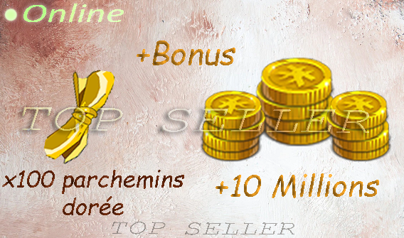 Allisteria : x100 parchemins doree + 10.000.000 kamas + bonus - livraison 5 minutes